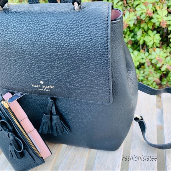 Kate spade medium Hayes black backpack wallet set - Picture 2 of 8